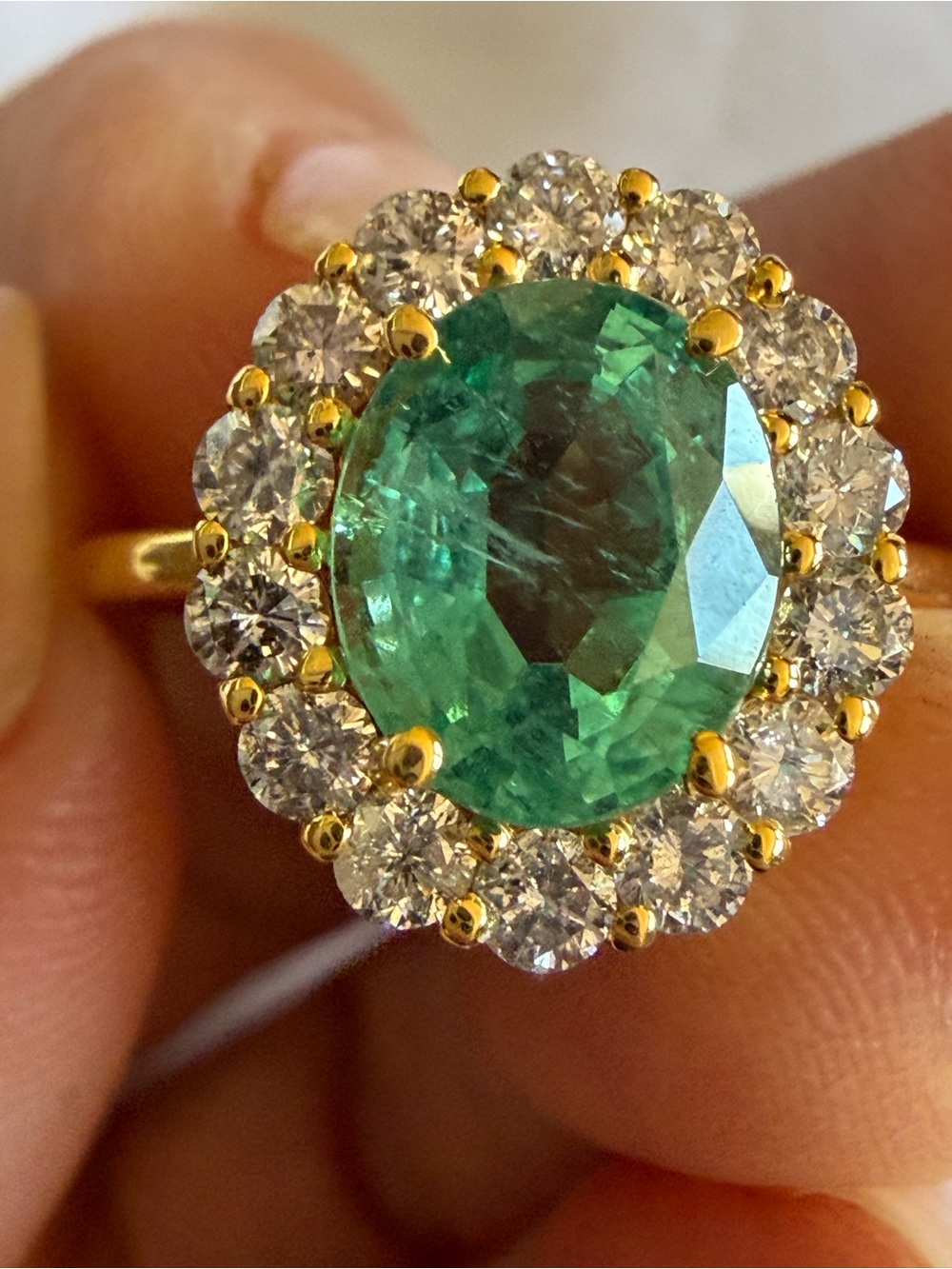 Stunning Natural 1.99ct Emerald & 0.74ct Diamond Ring 14K YG Certificate New